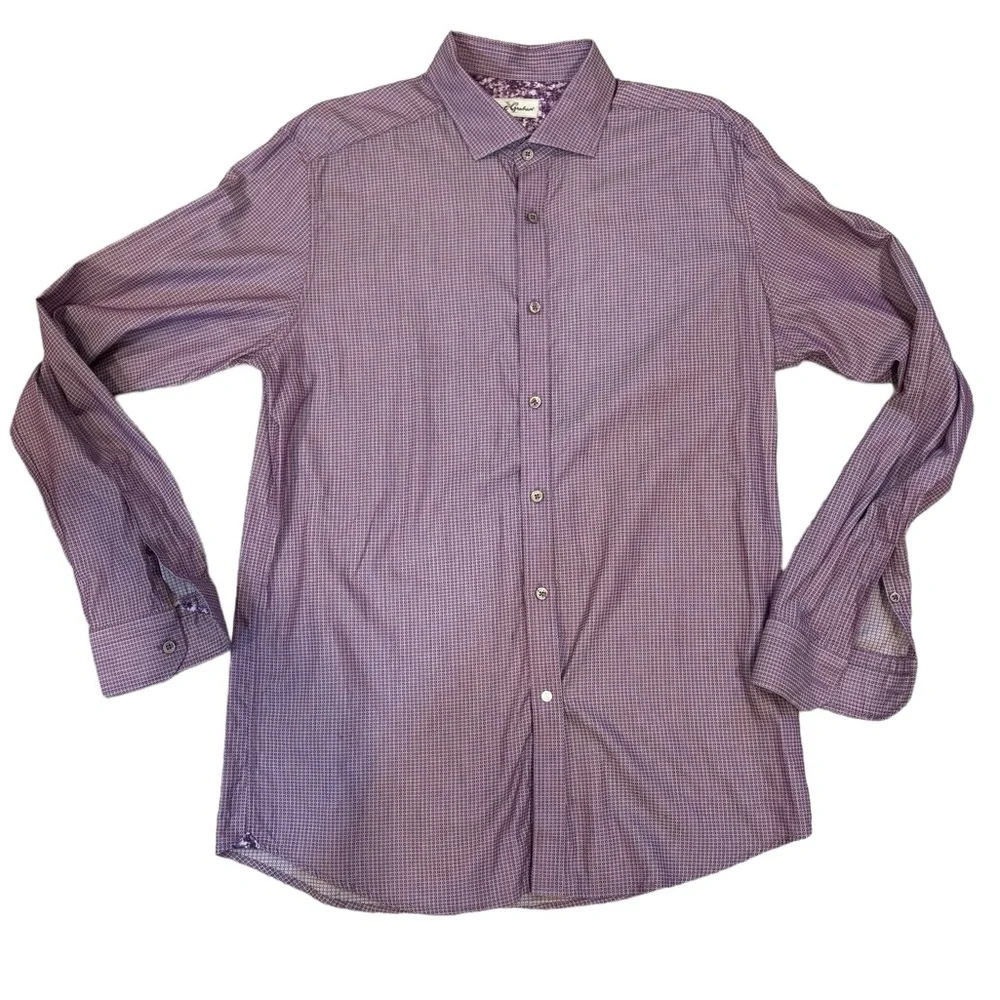 Robert Graham Men’s Maroon Geometric Button Down Shirt Size 42 (16.5 Neck) - Picture 1 of 10
